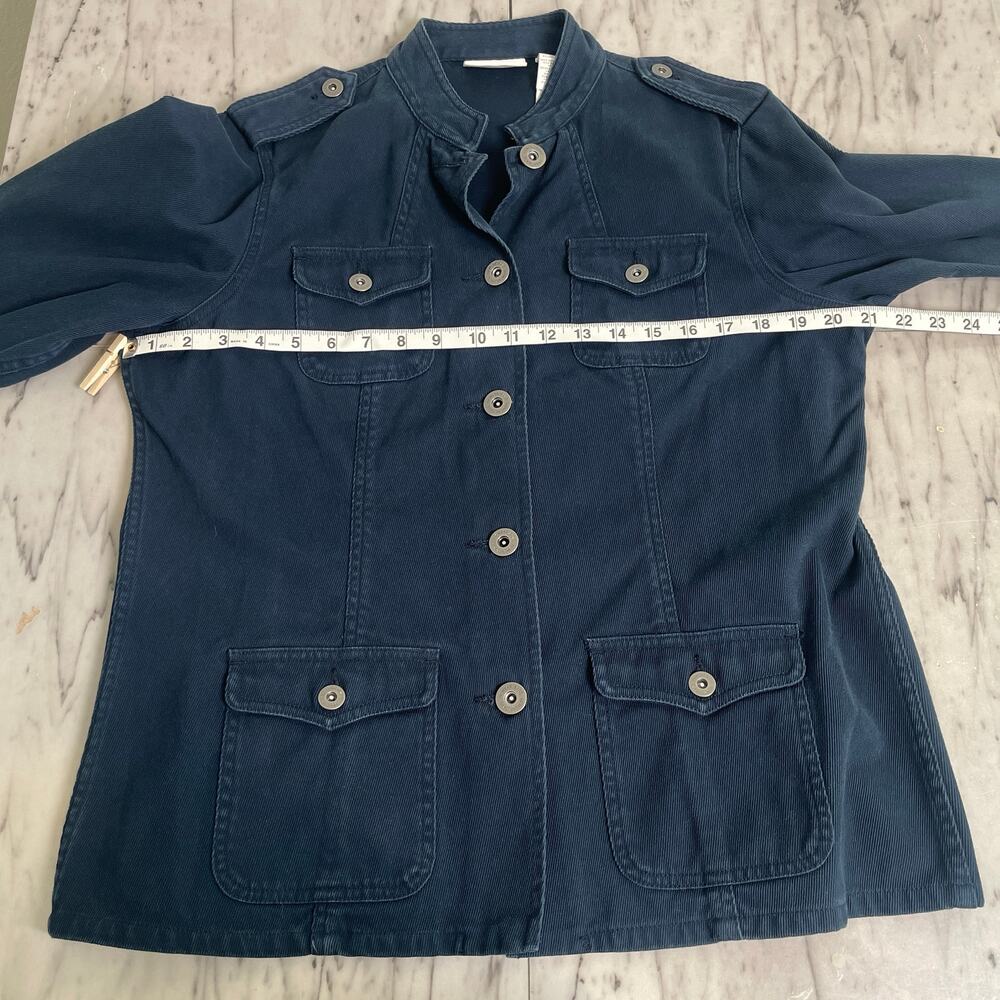 Liz Claiborne Lizwear Jeans Petite Blue Corduroy Utility Jacket 100% Cotton - Picture 10 of 13